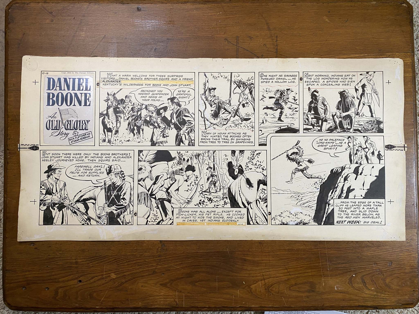Daniel Boone: An Old Glory Story 10/16/55 Original Art Illustration | Fletcher Studio