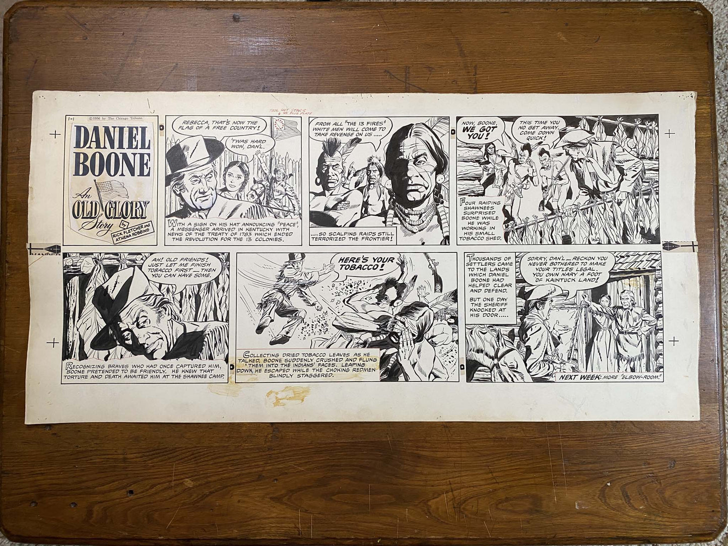 Daniel Boone: An Old Glory Story 1/1/56 Original Art Illustration | Fletcher Studio
