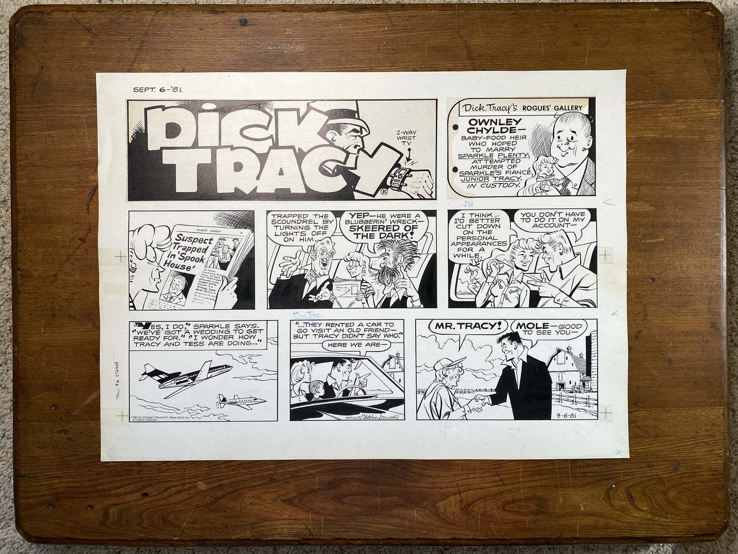 Dick Tracy Sunday 9/6/81 Original Art Illustration | Fletcher Studio