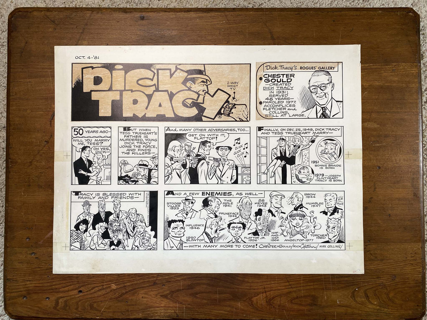 Dick Tracy Sunday 10/4/81 Original Art Illustration | Fletcher Studio
