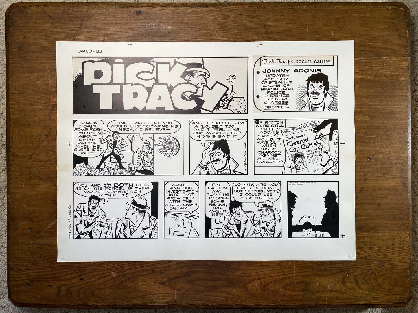 Dick Tracy Sunday 1/9/83 Original Art Illustration | Fletcher Studio