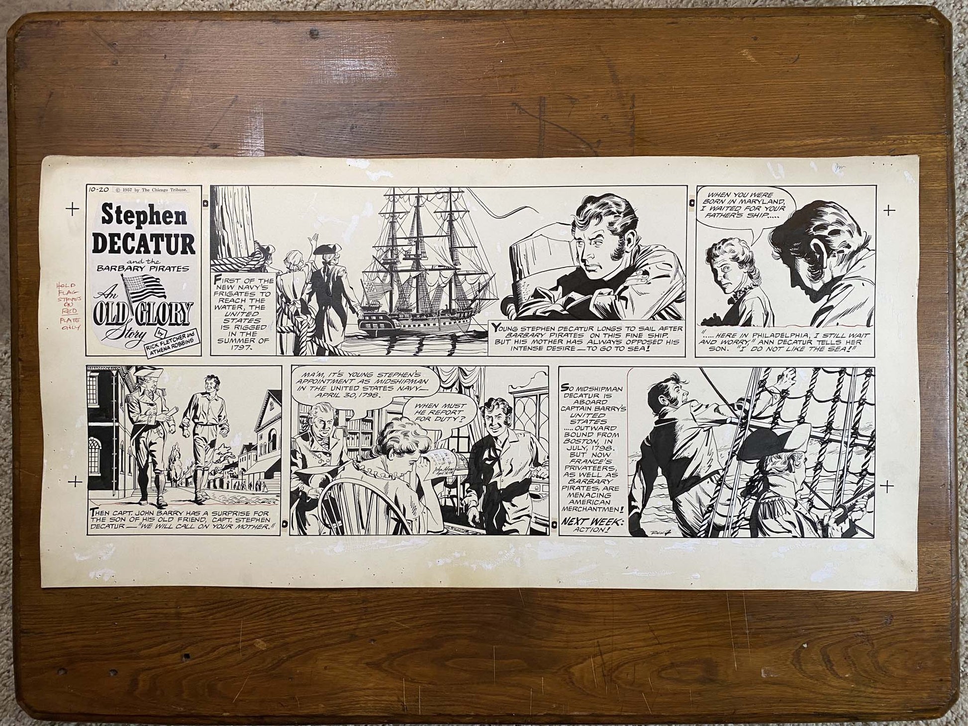 Stephen Decatur: An Old Glory Story 10/20/57 Original Art Illustration | Fletcher Studio