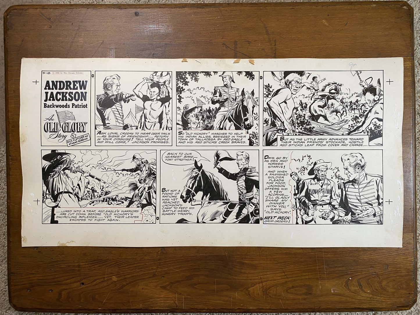 Andrew Jackson: An Old Glory Story 5/18/58 Original Art Illustration | Fletcher Studio