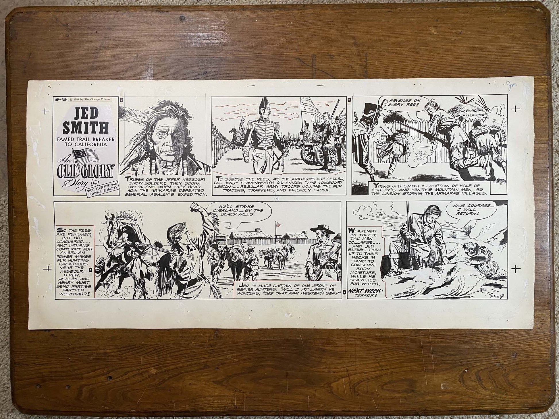 Jed Smith: An Old Glory Story 9/13/59 Original Art Illustration | Fletcher Studio