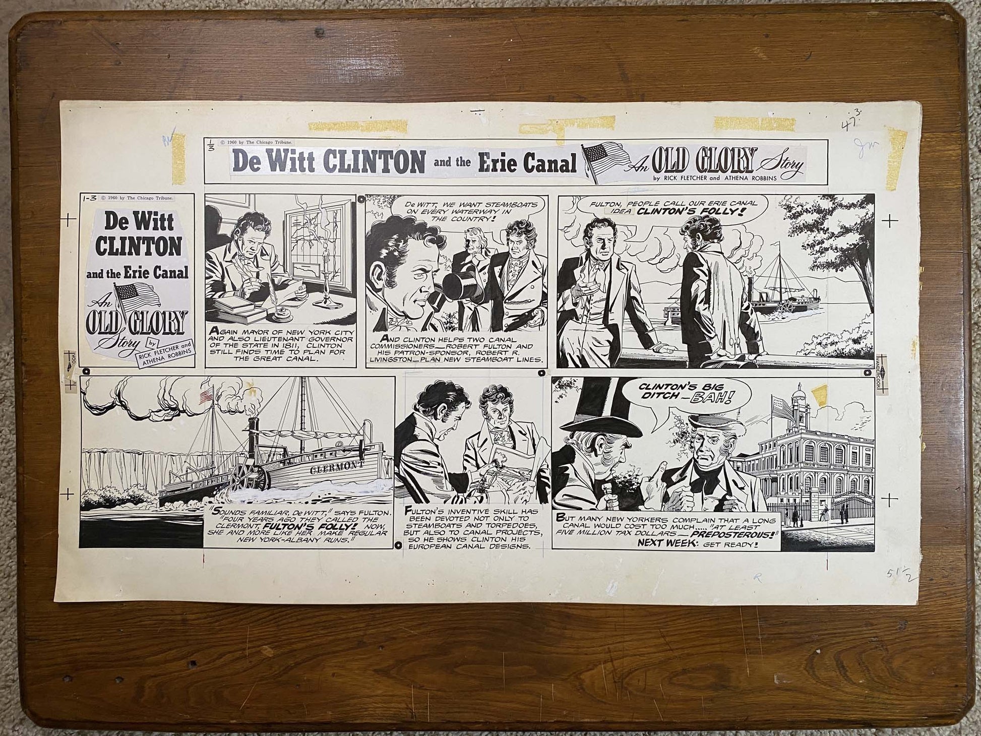 Dewitt Clinton: An Old Glory Story 1/3/60 Original Art Illustration | Fletcher Studio