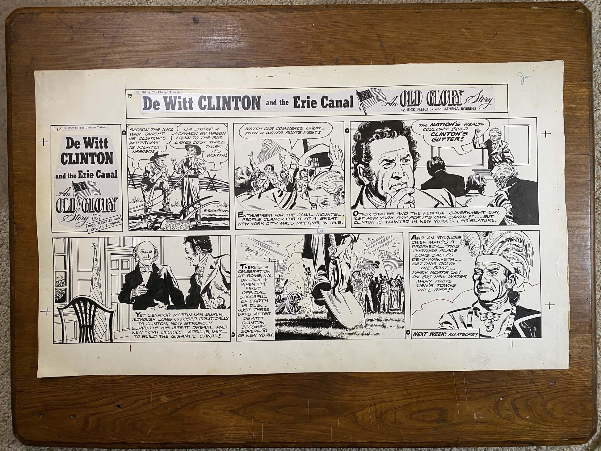 Dewitt Clinton: An Old Glory Story 1/17/60 Original Art Illustration | Fletcher Studio
