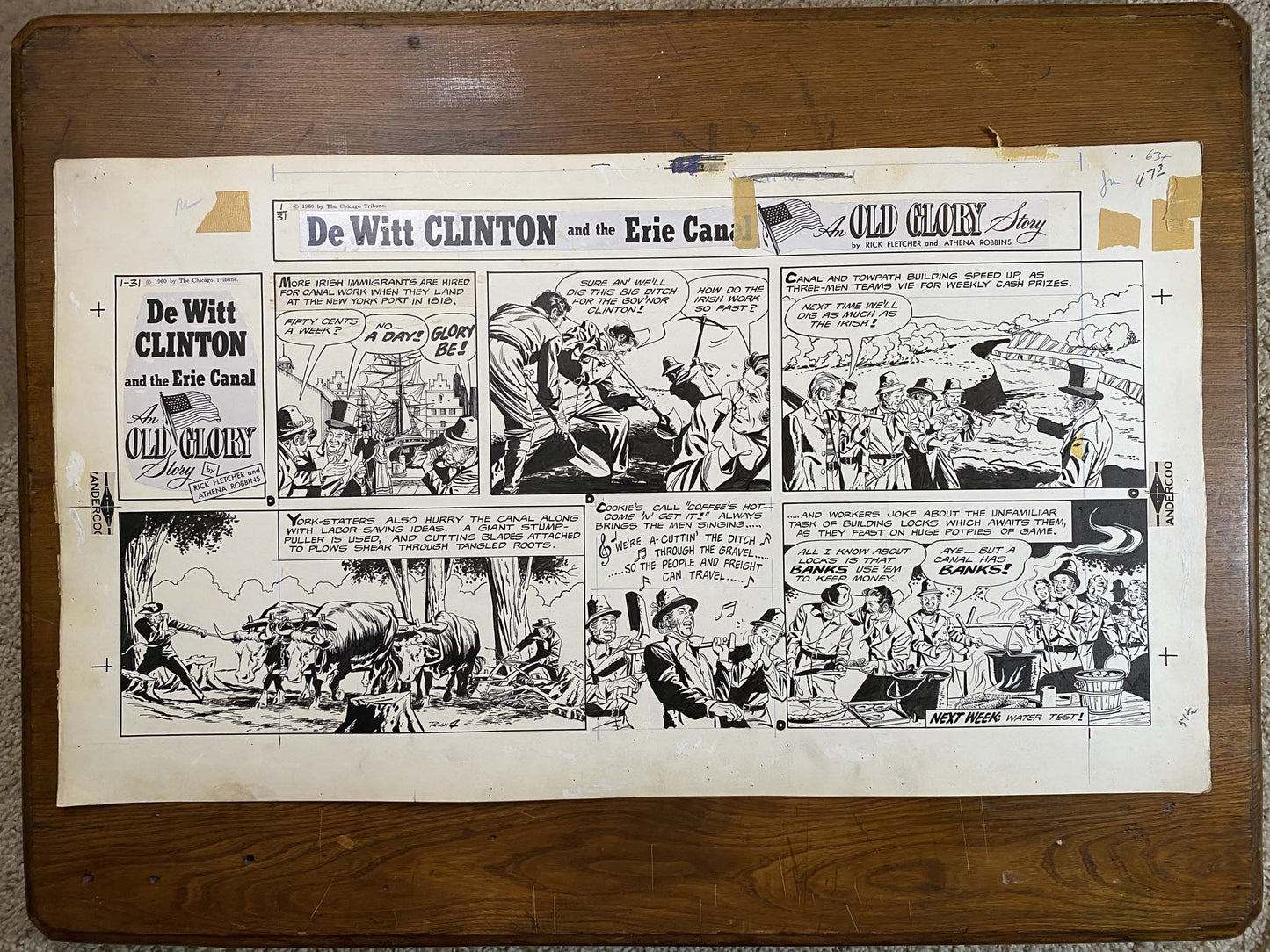 Dewitt Clinton: An Old Glory Story 1/31/60 Original Art Illustration | Fletcher Studio