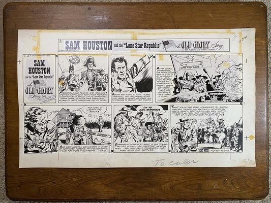 Sam Houston: An Old Glory Story 4/10/60 Original Art Illustration | Fletcher Studio
