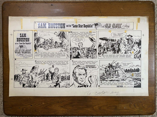 Sam Houston: An Old Glory Story 5/1/60 Original Art Illustration | Fletcher Studio