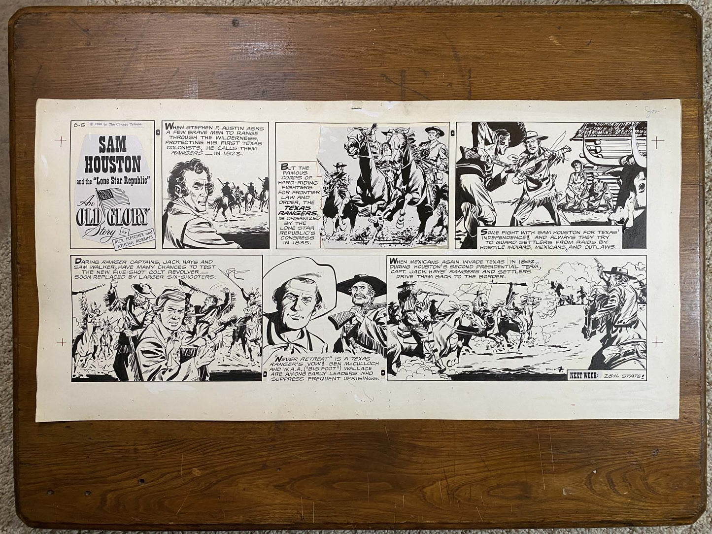 Sam Houston: An Old Glory Story 6/5/60 Original Art Illustration | Fletcher Studio