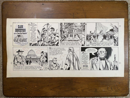 Sam Houston: An Old Glory Story 6/12/60 Original Art Illustration | Fletcher Studio