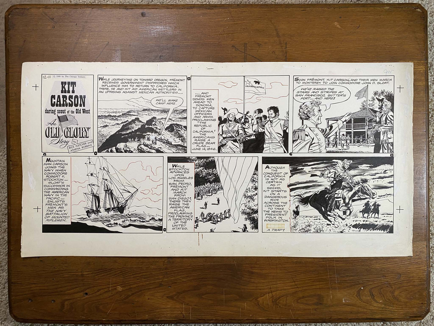Kit Carson: An Old Glory Story 12/11/60 Original Art Illustration | Fletcher Studio