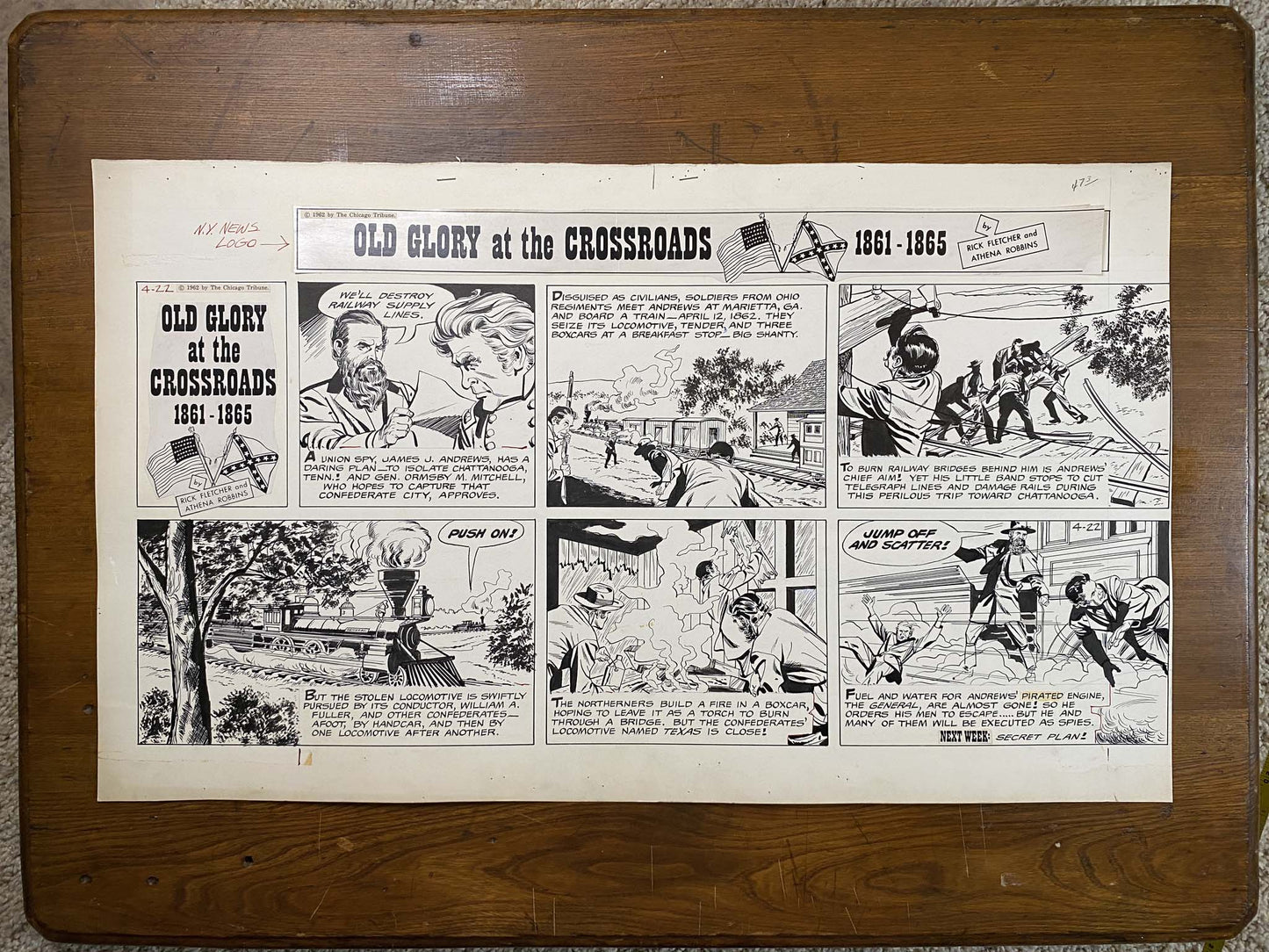 Old Glory at the Crossroads 4/22/62 Original Art Illustration | Fletcher Studio