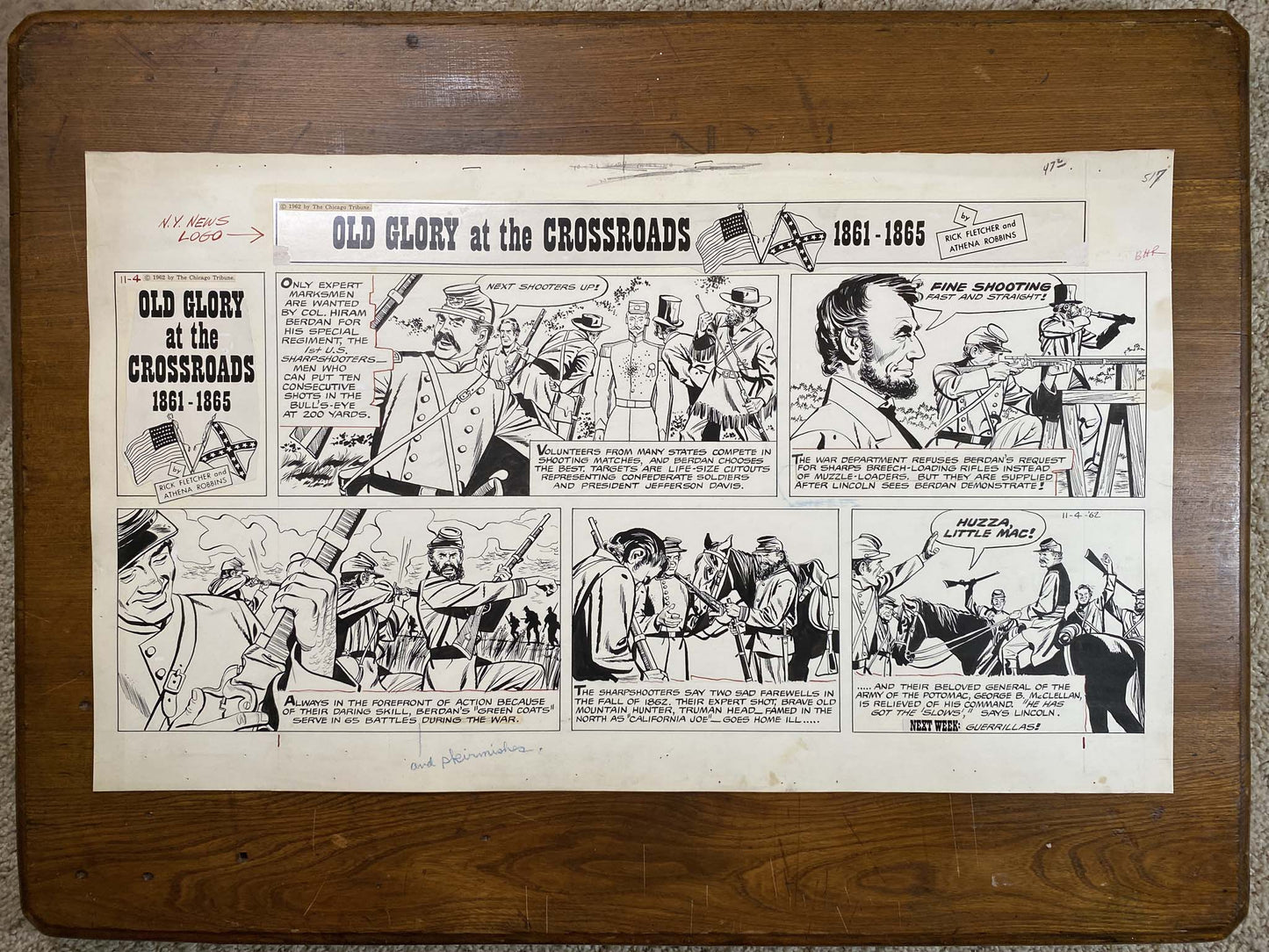 Old Glory at the Crossroads 11/4/62 Original Art Illustration | Fletcher Studio