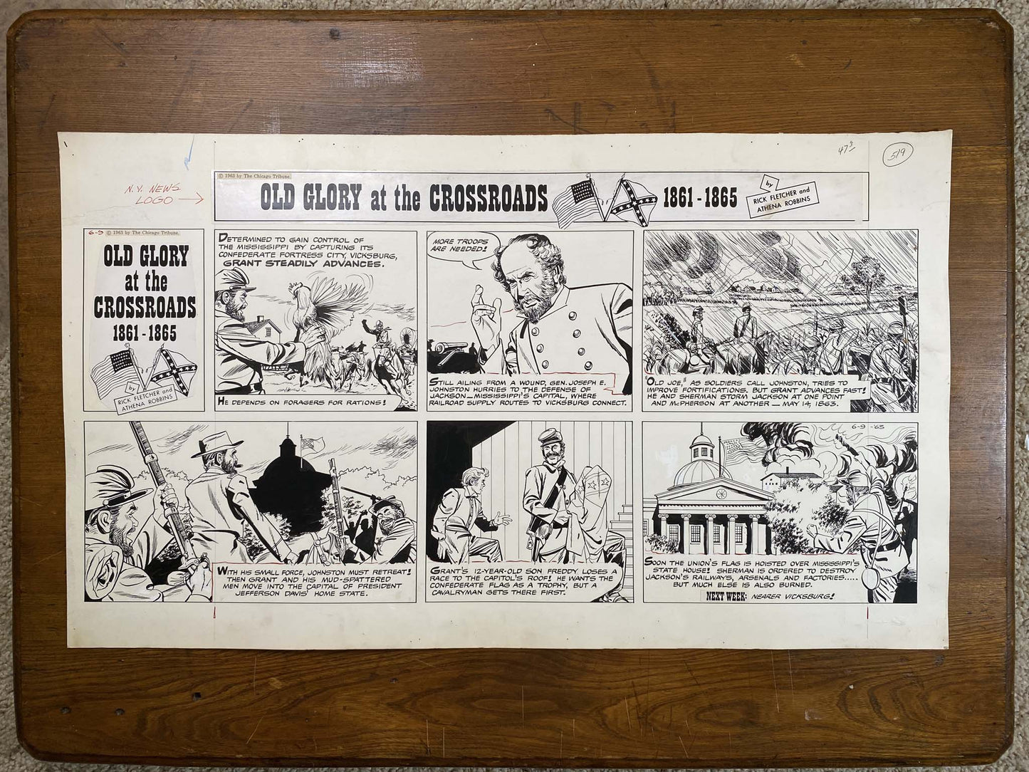 Old Glory at the Crossroads 6/9/63 Original Art Illustration | Fletcher Studio