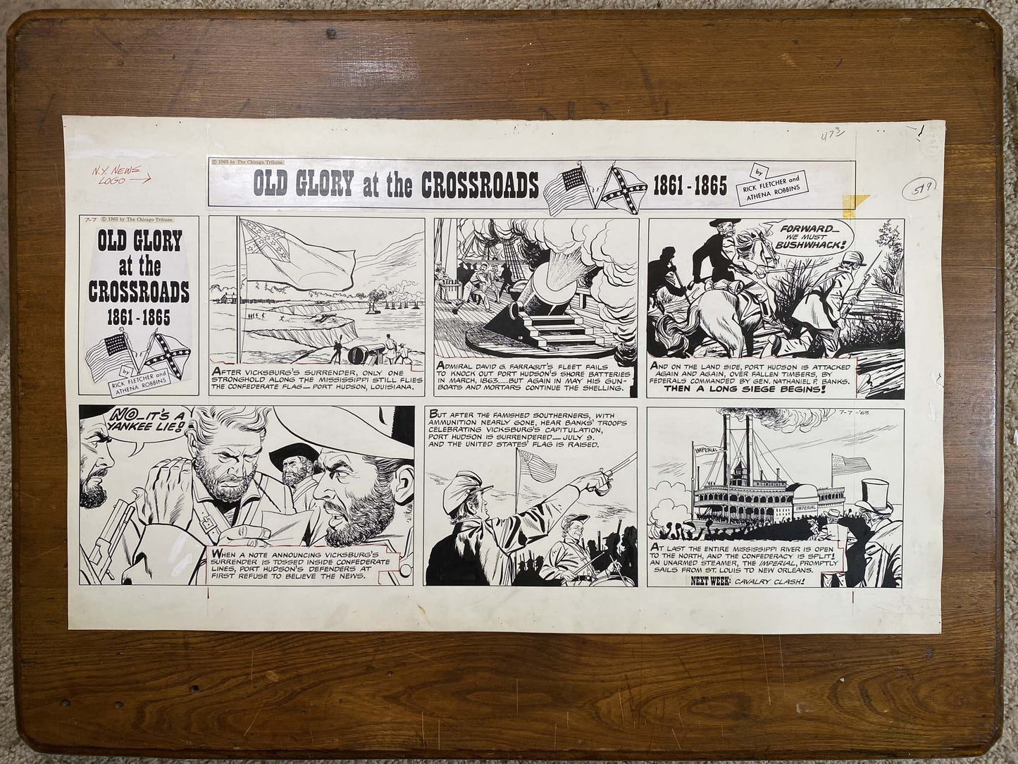 Old Glory at the Crossroads 7/7/63 Original Art Illustration | Fletcher Studio