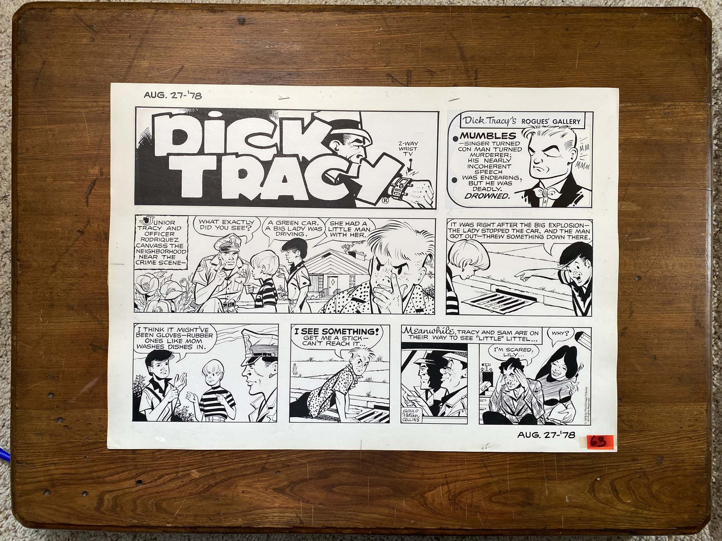 Dick Tracy Sunday 8/27/78 Original Art Illustration | Fletcher Studio